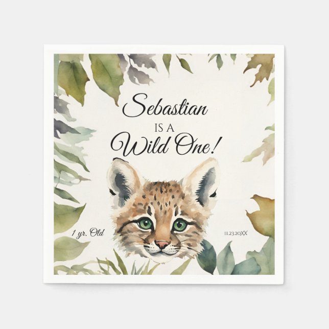 Serviette En Papier Bobcat Wild One Woodland Animal fête d'anniversair (Devant)