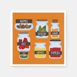 Serviette En Papier Bocaux d'épices colorés style cuisine
