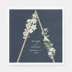 Serviette En Papier Bohème Bohème Pyramide Flore Blanche Mariage Bleu