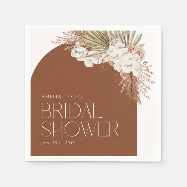 Serviette En Papier Bohème Floral & Plumes Douche (Devant)