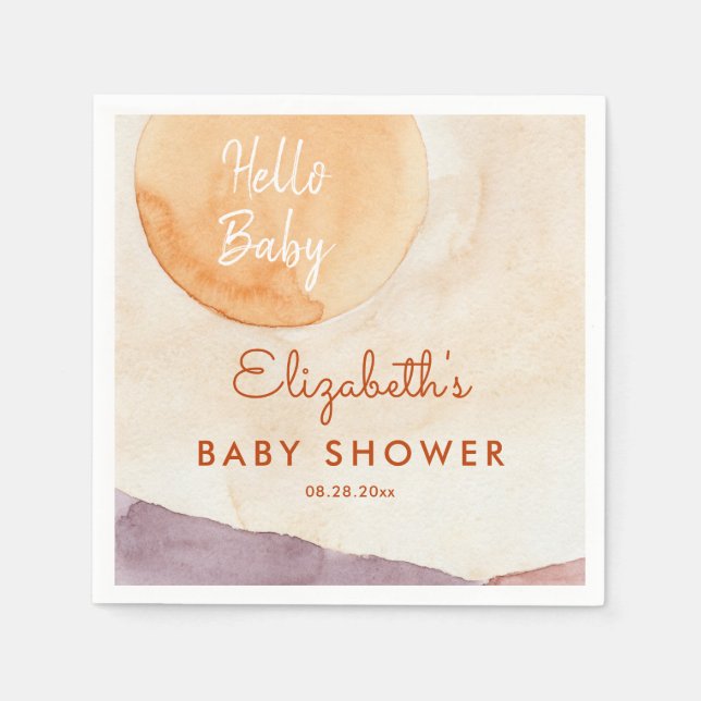 Serviette En Papier Boho Abstrait Desert and Sun Baby shower (Devant)