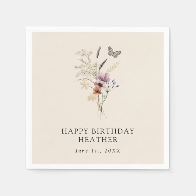 Serviette en papier Boho Anniversaire (Devant)