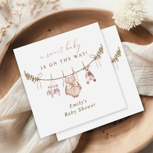 Serviette En Papier Boho Aquarelle Bébé Vêtements Fille Baby shower