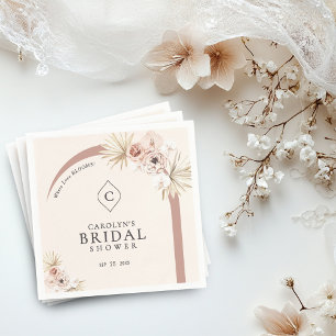 Serviette En Papier Boho Aquarelle Floral Arche Fête des mariées Monog