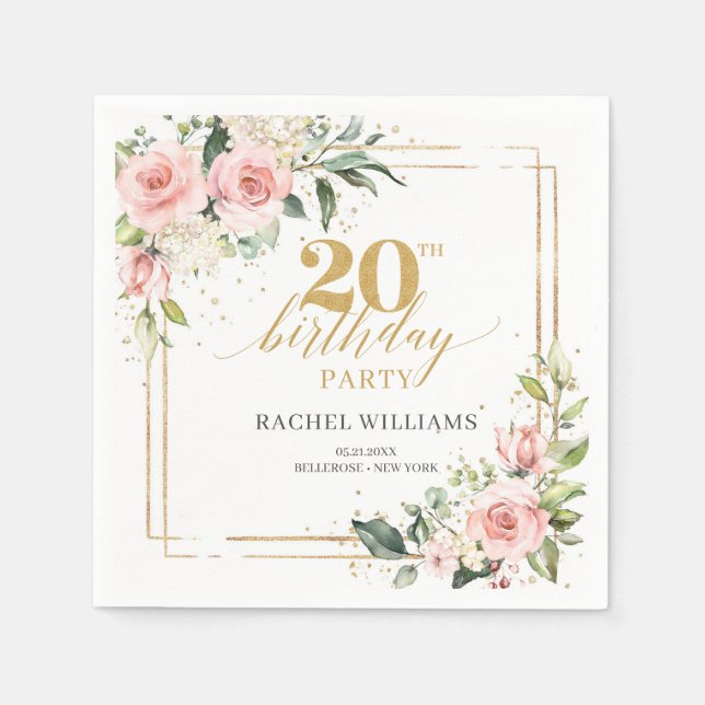 Serviette En Papier Boho aquarelle florale moelleuse eucalyptus 20e b  (Devant)