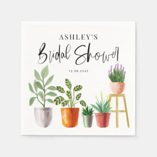 Serviette En Papier Boho Aquarelle Poted Houplant Fête des mariées