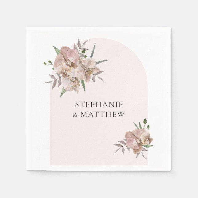 Serviette En Papier Boho Arch Dusty Orchids Floral Mariage (Devant)