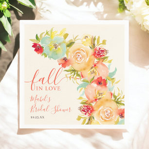 Serviette En Papier Boho automne en amour floral aquarelle douche de m