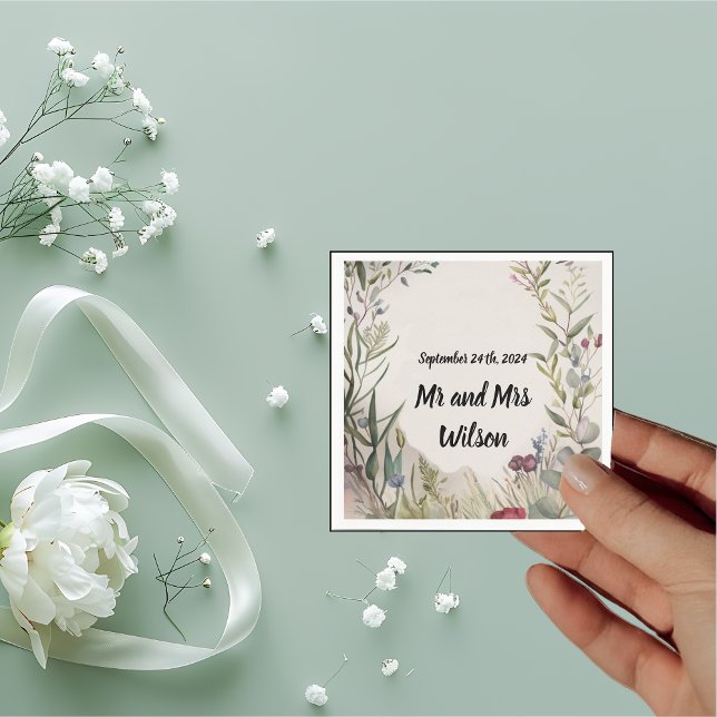 Serviette En Papier BOHO Bague de fleurs et Branches Cocktail serviett (Créateur téléchargé)