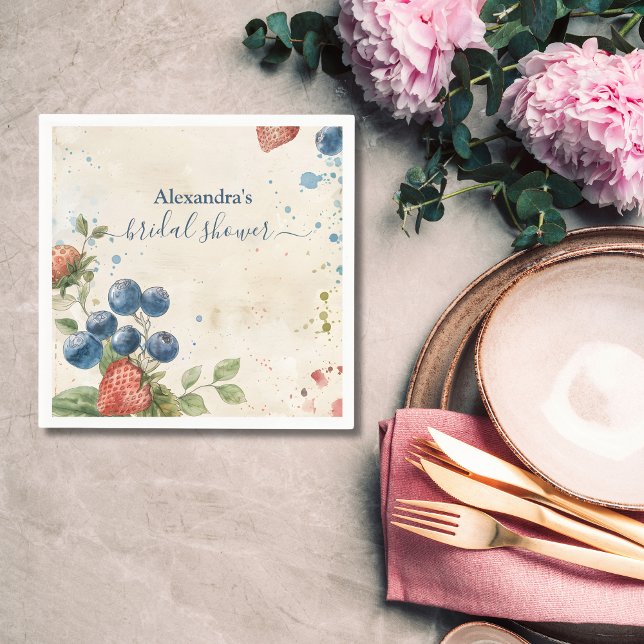 Serviette En Papier Boho Berry Douce Fête de Mariage à la Fraise (Créateur téléchargé)