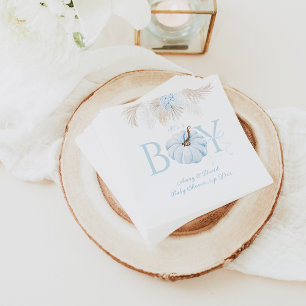 Serviette En Papier Boho Blue Citrouille C'est un garçon Baby shower d