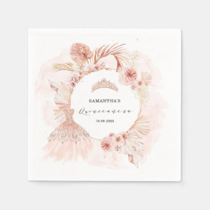 Serviette En Papier Boho Blush Pampas Parties scintillant robe Quincea