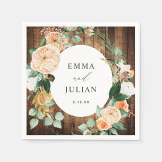 Serviette En Papier Boho Botanique Personnalisé Rustic Barn Mariage