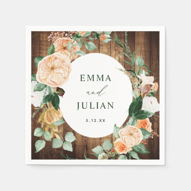 Serviette En Papier Boho Botanique Personnalisé Rustic Barn Mariage (Devant)