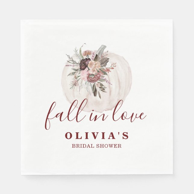 Serviette En Papier Boho Bourgogne automne floral Mariage de citrouill (Devant)