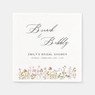 Serviette En Papier Boho Brunch Fleurs Sauvages & Bulles  Baby Shower 