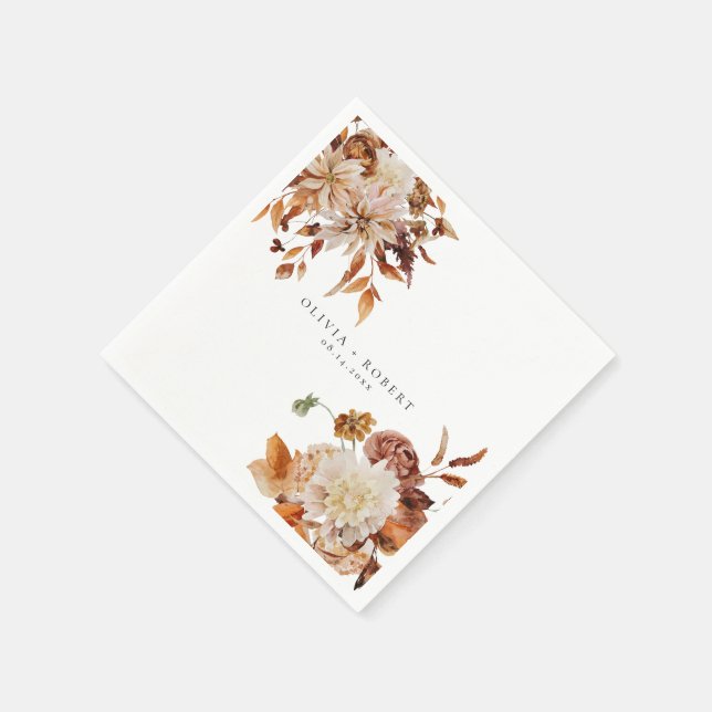 Serviette En Papier Boho Burnt Orange Fall Engagement Partie Napkins (Coin)