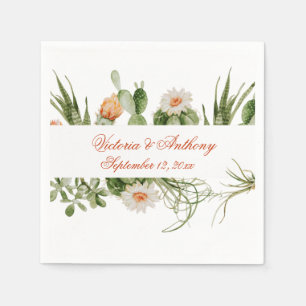 Serviette En Papier Boho Cactus Floral Rustic