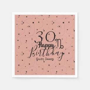 Serviette En Papier boho Capricorne noir étoiles rose anniversaire Nap