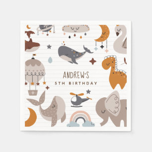 Serviette En Papier Boho Celestials Animaux Bohemian Rainbow Kid Party