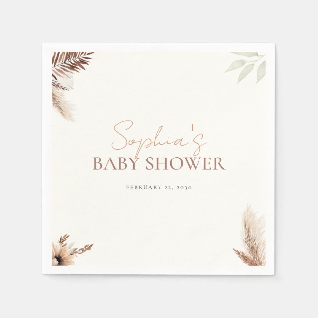 Serviette En Papier Boho Chic - Baby shower - Papier Napkin (Devant)