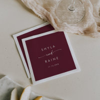 Boho Chic Bourgogne Rouge Monogramme Mariage Napki