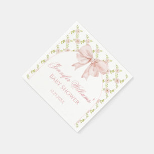 Serviette En Papier Boho Chic Bow rose Floral Printemps bébé fille dou