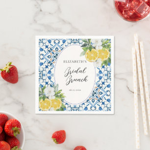 Serviette En Papier Boho Chic Citron Italien Carrelage Bleu Baby Showe