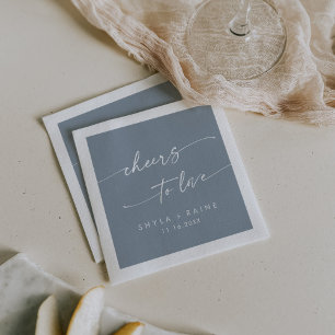 Serviette En Papier Boho Chic Dusty Blue Cheers to Love Mariage