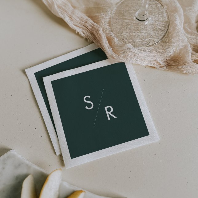 Serviette En Papier Boho Chic Emerald Green Monogrammes serviettes (Créateur téléchargé)