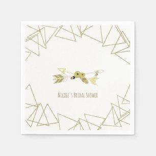 Serviette En Papier Boho Chic Flèches & Triangles Géométriques Dorés M