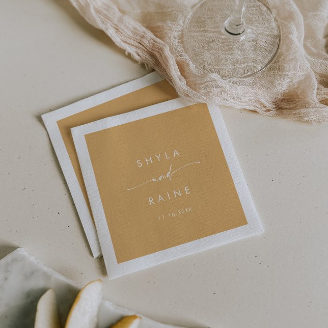 Serviette En Papier Boho Chic jaune Marigold Mariage Monogram (Créateur téléchargé)