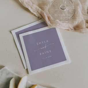 Serviette En Papier Boho Chic Lavande violet Mariage Monogramme Napkin
