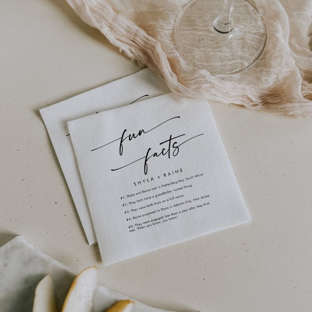 Serviette En Papier Boho Chic noir et blanc Mariage Fun Fact Naples (Créateur téléchargé)