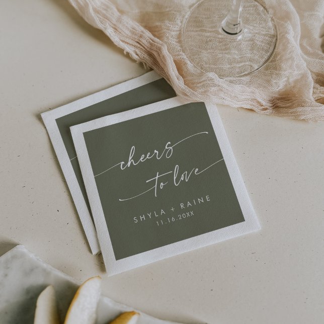 Serviette En Papier Boho Chic Olive Green encourage à aimer le Mariage (Créateur téléchargé)