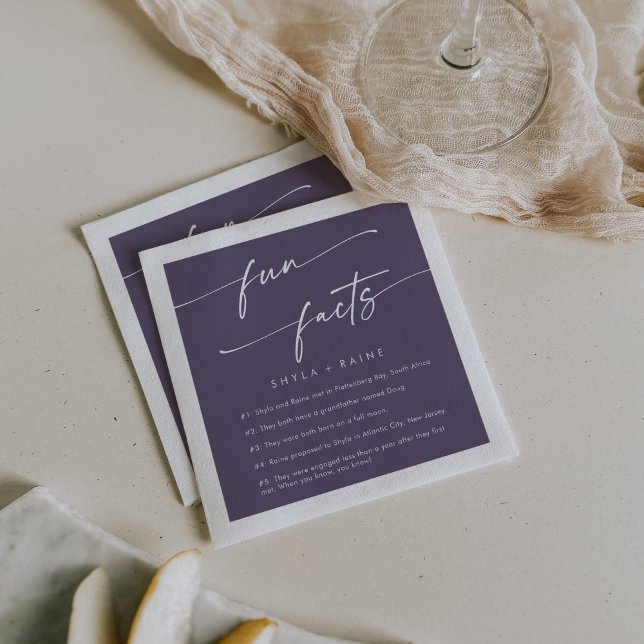 Serviette En Papier Boho Chic Plum Purple Mariage Fun Fact Napkins (Créateur téléchargé)