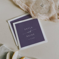 Boho Chic Plum violet Monogram Mariage serviettes
