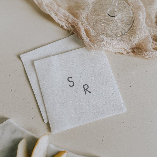 Serviette En Papier Boho Chic Silver Gris Monogrammes serviettes (Créateur téléchargé)