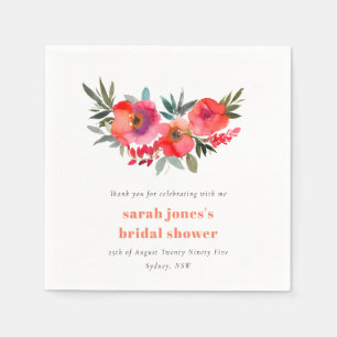 Serviette En Papier Boho clair Hot rose Orange Fête des mariées Floral