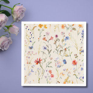 Serviette En Papier Boho Couleur aquarelle fleur sauvage