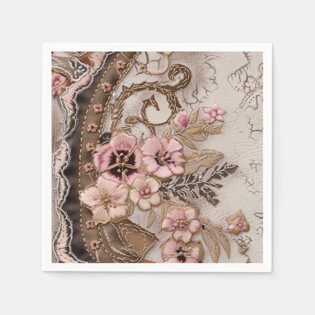 Serviette En Papier Boho Cowgirl Western Floral Mariage Napkins (Devant)