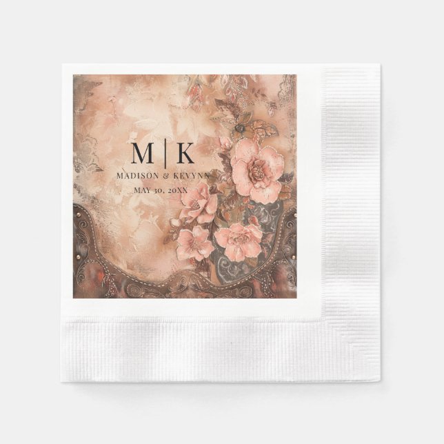 Serviette En Papier Boho Cowgirl Western Florals Mariage (Devant)