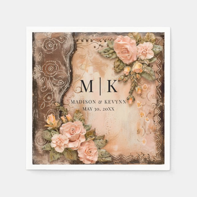 Serviette En Papier Boho Cowgirl Western Florals Mariage Napkins (Devant)