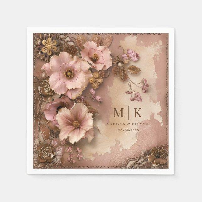 Serviette En Papier Boho Cowgirl Western Florals Mariage Napkins (Devant)