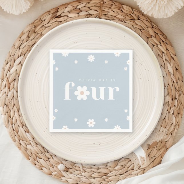 Serviette En Papier Boho Daisy Quatrième anniversaire Napkin (Créateur téléchargé)