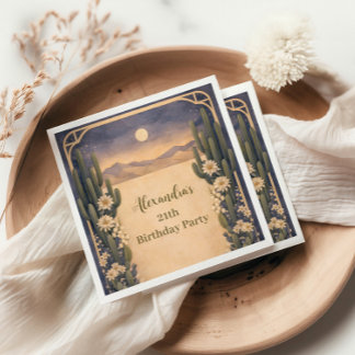 Serviette En Papier Boho Desert Cactus Birthday
