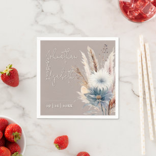 Serviette En Papier Boho d'hiver Mariage Floral   Beige