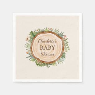 Serviette En Papier Boho Dinosaur Baby shower beige serviettes