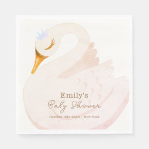 Serviette En Papier Boho Elegant Princess Swan Girl Baby shower