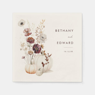 Serviette En Papier Boho Fall Floral Citrouille Mariage